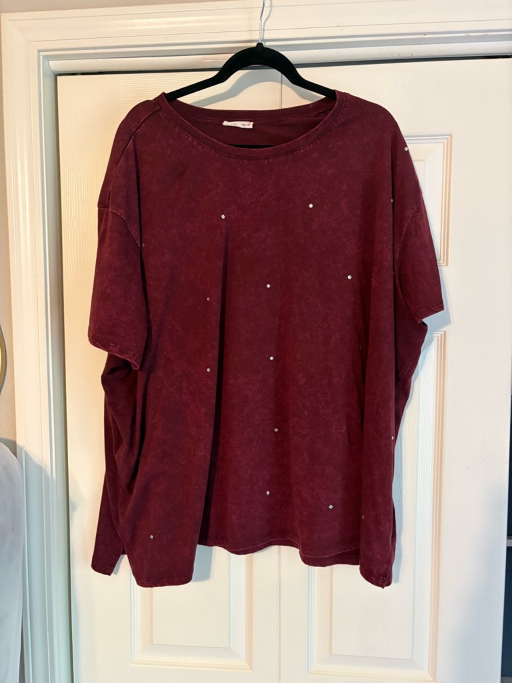 Maurices Burgundy Short Sleeve Tee with Stud Detail